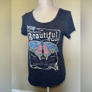 Women’s lucky brand t-shirt Size XS California’s beautiful rose Blue